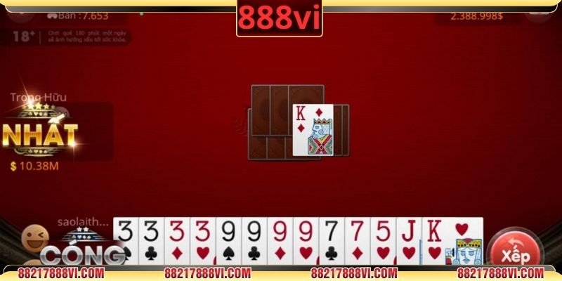 Bàn chơi Badugi với các lá bài đặc trưng bốn chất